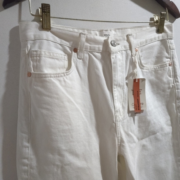 MNG |  White Straight Leg Jeans Crisp Minimalist Style , Miranda - Picture 2 of 13